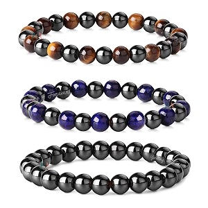 young amp forever natural stone beaded bracelet hematite with blue and brown tiger eye 8mm beads for men women girls boys