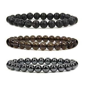 young amp forever natural healing crystal bracelet set for men amp women - 8mm round gemstone beads for reiki yoga amp meditation - pack of 3 choose your chakra