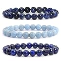 Young &amp; Forever Natural Healing Crystal Bracelet Set for Men &amp; Women - 8mm Round Gemstone Beads for Reiki, Yoga &amp; Meditation - Pack of 3 (Choose Your Chakra)