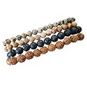 Young &amp; Forever Gift D'vine Dalmation and Picture Jasper Lava Rock Rudraksha Stone Beads Diffuser Healing Yoga Reiki Natural Energy Multistrand Bracelet for Men and Women