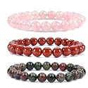 Young &amp; Forever Natural Healing Crystal Bracelet Set for Men &amp; Women - 8mm Round Gemstone Beads for Reiki, Yoga &amp; Meditation - Pack of 3 (Choose Your Chakra)