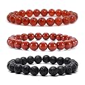 Young &amp; Forever Natural Healing Crystal Bracelet Set for Men &amp; Women - 8mm Round Gemstone Beads for Reiki, Yoga &amp; Meditation - Pack of 3 (Choose Your Chakra)