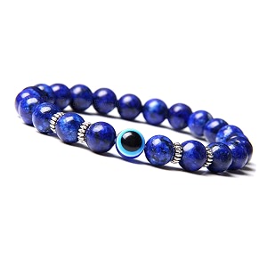 young amp forever lapis lazuli evil eye bracelet for men amp women - dyed gemstone beads for positive energy protection amp stress relief - adjustable handmade reiki infused chakra bracelet