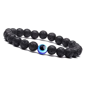 young amp forever evil eye rakhi bracelet with natural lava stone - chakra raksha bandhan bracelet for men amp women - adjustable crystal gemstone rakhi gift for brother amp sister