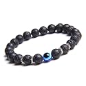 Young & Forever Natural Lava Stone Bracelet for Men & Women – Original Black Volcanic Rock Healing Stone – Reiki Energized Crystal Bracelet for Anxiety, Root Chakra & Positive Energy – Handmade Gift for Him & 