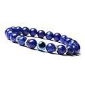 Young &amp; Forever Lapis Lazuli Evil Eye Bracelet for Men &amp; Women - Dyed Gemstone Beads for Positive Energy, Protection &amp; Stress Relief - Adjustable Handmade Reiki Infused Chakra Bracelet