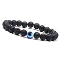 Young &amp; Forever Evil Eye Rakhi Bracelet with Natural Lava Stone - Chakra Raksha Bandhan Bracelet for Men &amp; Women - Adjustable Crystal Gemstone Rakhi Gift for Brother &amp; Sister
