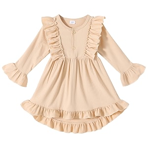 younger tree toddler baby girls spring clothing solid color cotton pit irregular skirt winter dress long sleeve skirt outfits