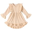 YOUNGER TREE Toddler Baby Girls Spring Clothing Solid Color Cotton Pit Irregular Skirt Winter Dress Long Sleeve Skirt Outfits