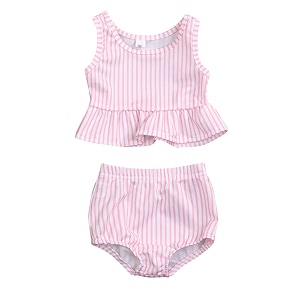 younger tree toddler baby girls summer swimsuit sleeveless striped swimwear two-piece suit beach bikini