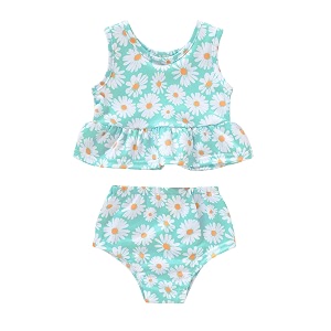 younger tree toddler baby girls summer swimsuit sleeveless striped swimwear two-piece suit beach bikini