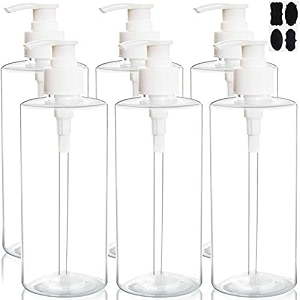 youngever 6 pack clear plastic pump bottles 16 ounce empty pump bottles for shampoo