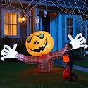 Youngfan 7FT Long Halloween Inflatable Outdoor Decorations Pumpkin Ghost