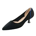 youngshow Women's Pumps Kitten Heels Pointed Toe Knit Slip On Comfortable Casual Formal Dress Shoes