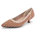 youngshow Women's Pumps Kitten Heels Pointed Toe Knit Slip On Comfortable Casual Formal Dress Shoes