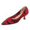 youngshow Women's Pumps Kitten Heels Pointed Toe Knit Slip On Comfortable Casual Formal Dress Shoes