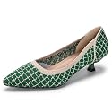 youngshow Women's Pumps Kitten Heels Pointed Toe Knit Slip On Comfortable Casual Formal Dress Shoes
