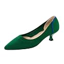 youngshow Women's Pumps Kitten Heels Pointed Toe Knit Slip On Comfortable Casual Formal Dress Shoes