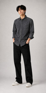 youngtrends Men Washed Casual Black Shirt