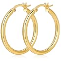 Silver Plated Hoop Earrings for Women Hypoallergenic 14K Gold Plated Hoops Earrings