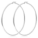 YOUNGYUE 925 Sterling Silver Hoop Earrings for Women Hypoallergenic Oversize 14K Gold Hoops Earrings for Women Thin Gold Plated Hoop earrings Lightweight Large Silver Hoop Earrings 20/30/40/50/60/70mm