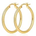YOUNGYUE 925 Sterling Silver Hoop Earrings for Women Hypoallergenic Oversize 14K Gold Hoops Earrings for Women Thin Gold Plated Hoop earrings Lightweight Large Silver Hoop Earrings 20/30/40/50/60/70mm