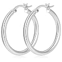 Silver Plated Hoop Earrings for Women Hypoallergenic 14K Gold Plated Hoops Earrings