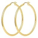 YOUNGYUE 925 Sterling Silver Hoop Earrings for Women Hypoallergenic Oversize 14K Gold Hoops Earrings for Women Thin Gold Plated Hoop earrings Lightweight Large Silver Hoop Earrings 20/30/40/50/60/70mm