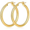 Silver Plated Hoop Earrings for Women Hypoallergenic 14K Gold Plated Hoops Earrings
