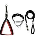 Stainless Steel Nylon Dog Harness with Choke Collar | Adjustable Durable Training & Walking Gear for Small, Medium & Large Dogs (Large, Black-Red)