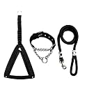 Stainless Steel Nylon Dog Harness with Choke Collar | Adjustable Durable Training & Walking Gear for Small, Medium & Large Dogs (Large, Black)