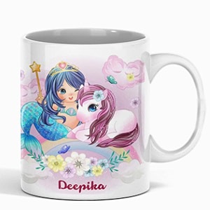 Your Name Printed Mug with Mermaid Design