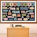 This is Your Year Bulletin Board Set Welcome Back to School Bulletin Board Decorations Boho Affirmation Paper Cutouts Classroom Decorations for School Nursery Chalkboard Wall Door Decor Party Supplies