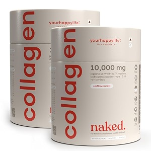 yourhappylife naked japanese marine collagen supplement type 1 amp 3 with vitamin c for men amp womenskin joints hair amp nails10000mg hydrolyzed peptides fast absorptionpack of 2 500 gm-unflavoured