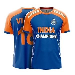 unisex customized and personalized indian blue amp orange regular fit jersey with name amp number 2024 and 2026