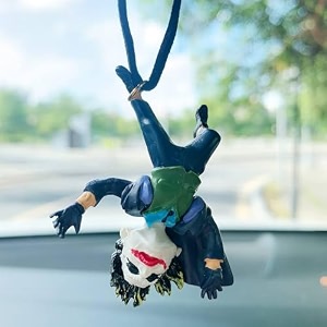 yourkartscom comic villain hanging joker upside-down hanging car ornament  unique dashboard toy  quirky interior car decoration idea for fans  car accessories 2025