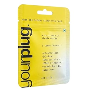 yourplug energy amp focus chews lemon flavor  caffeine boost  l-theanine  b6 amp b12  clean energy amp calm focus  sugar amp aspartame free  20 count