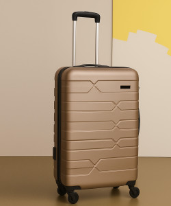 yours luggage stylish hard body luggage  8-wheel spinner trolley polycarbonate build check-in suitcase 2 wheels - 24 inch