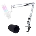 YOUSHARES Premium Mic Arm for HyperX QuadCast S - White Boom Arm for Gaming, Streaming