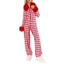 Yousify Snow Suits for Women Winter Sweater Sets Color Block Skiing Outfit