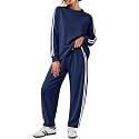 Yousify Women's 2 Piece Outfits Side Stripe Tracksuit Fall Matching Sets