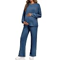 Yousify Womens Maternity Pajamas Sets 2 Piece Outfits Ribbed Knit Lounge Set