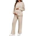 Yousify Womens Maternity Pajamas Sets 2 Piece Outfits Ribbed Knit Lounge Set
