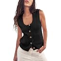 Yousify Womens Sweater Vest Ribbed Tank Tops Sleeveless Button Down Shirts