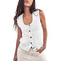 Yousify Womens Sweater Vest Ribbed Tank Tops Sleeveless Button Down Shirts