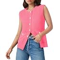 Yousify Womens Sweater Vest Sleeveless Button Down Round Neck Knitted Tank Tops Casual Cardigan with Pockets