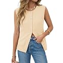 Yousify Womens Sweater Vest Sleeveless Button Down Round Neck Knitted Tank Tops Casual Cardigan with Pockets
