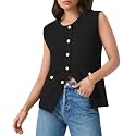 Yousify Womens Sweater Vest Sleeveless Button Down Round Neck Knitted Tank Tops Casual Cardigan with Pockets