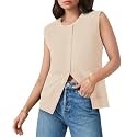 Yousify Womens Sweater Vest Sleeveless Button Down Round Neck Knitted Tank Tops Casual Cardigan with Pockets