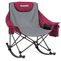Youtanic Oversized Folding Rocking Camping Chair, Padded Portable Rocking Chair with Pockets, Cup Holder and Carry Bag, Heavy Duty Outdoor Rocker Patio Chair for Garden, Lawn, Yard, Up to 350lbs